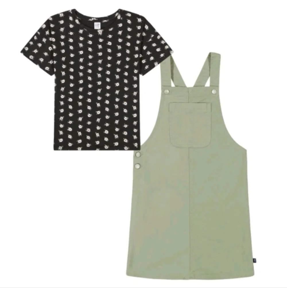 Gap Kids Skirtall Dress & Tee Size Xs 4-5 Seagrass